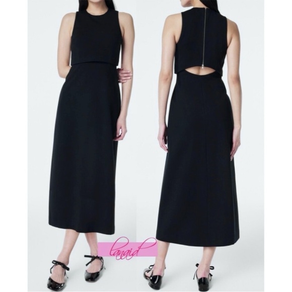 Spanx Ponte Overlay Dress Classic Navy Open Cutout Back Cocktail Office Midi - Picture 1 of 5